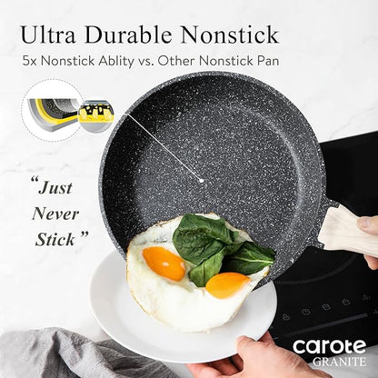 CAROTE 21pcs Pots and Pans Set Nonstick, Cookware Set Black Granite Induction - Image 4