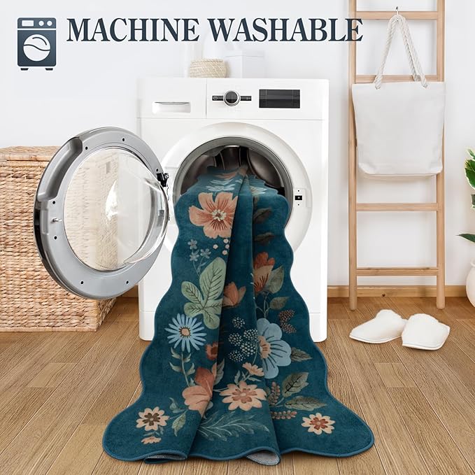 Lahome Floral Washable Rugs 8x10, Non-Slip Soft 8x10 Rugs - Image 5