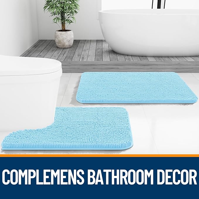 OLANLY Bathroom Runner Rugs 44x24, Soft Absorbent Chenille Bath Rugs, Rubber - Image 7