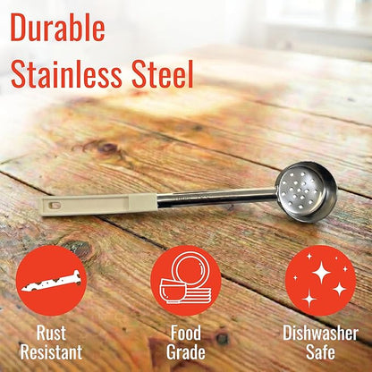 3 Ounce Slotted Stainless Steel Portion Control Ladle Spoon - Image 3