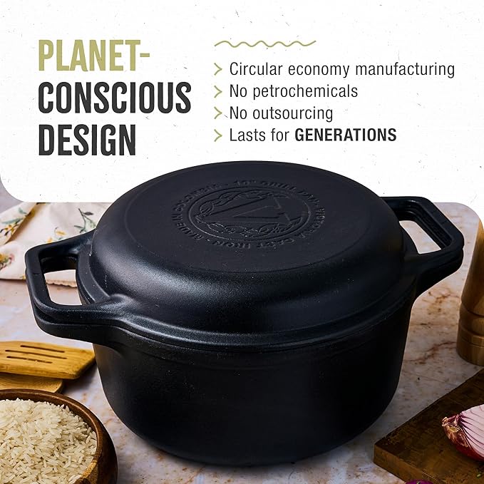 Victoria 6-Quart Cast Iron Combo Cooker, Combination Dutch Oven and Skillet - Image 5