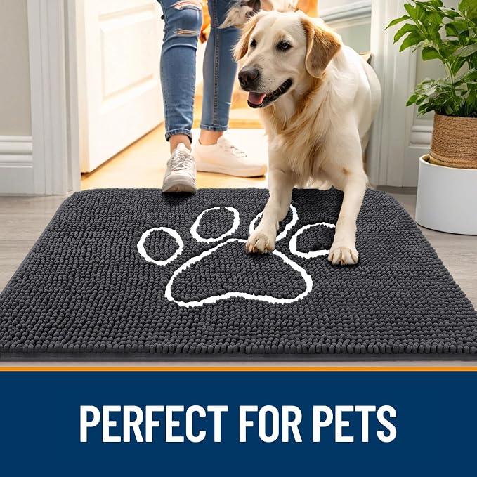 OLANLY Dog Door Mat for Muddy Paws 48x30, Paw Print Design, Absorbs Moisture - Image 6