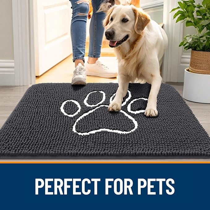 OLANLY Dog Door Mat for Muddy Paws 70x35, Paw Print Design, Absorbs Moisture - Image 6