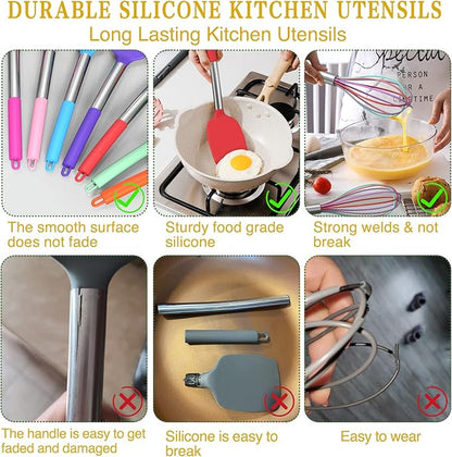 Umite Chef Kitchen Utensils Set, Non-stick Silicone Stainless Steel Handle - Image 7