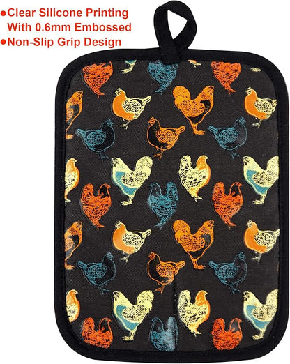 Pot Holders Set of 2 Heat Resistant 480 ℉Non Slip Clear Silicone Printed - Image 4