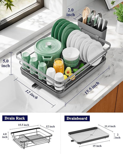 Kitsure Dish Drying Rack for Kitchen Counter, Stainless Steel Sink Organization - Image 2