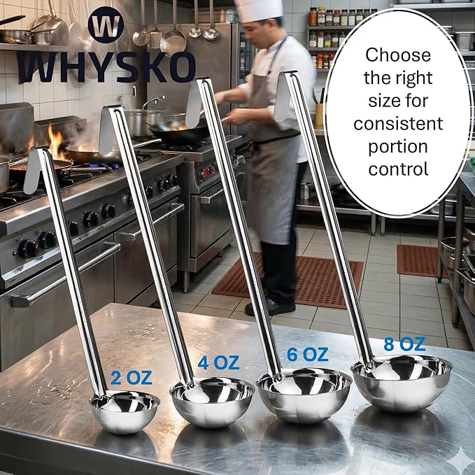 Whysko Soup Ladle Stainless Steel, 2 oz Metal Ladle Spoon, Rustproof Heat - Image 5