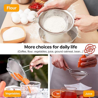 Walfos 6.95 Inch Fine Mesh Strainers, Premium Stainless Steel Colanders and - Image 7