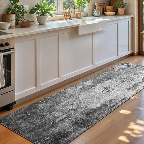 2x6 Black Rug Runners for Hallways Kitchen Runner Rug Non Slip Washable Black by OmpaaHomeDecor