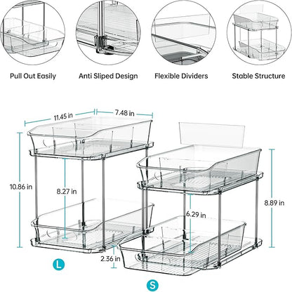 Delamu 2-Tier Under Sink Organizers and Storage, Pull Out Kitchen Pantry - Image 5