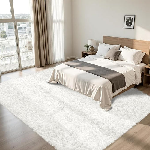 8x10 Area Rug for Living Room:Ultra Soft Fluffy Shag White Rugs, Large Fuzzy - Image 2
