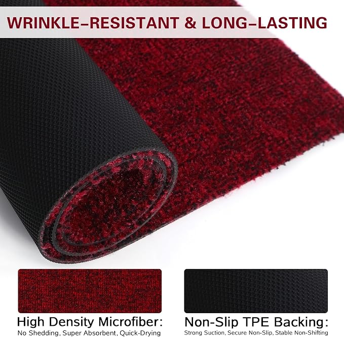Thin Indoor Doormat Entryway Mats Front Porch Doormats, Non-Slip Dirt-Resistant - Image 3
