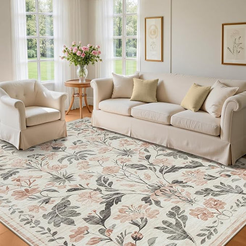 9x12 Area Rugs Washable Rug: Large Boho Living Room Rug Soft Non-Slip Low Pile - Image 2