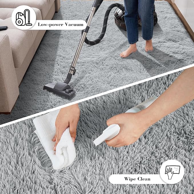 yongyangjuxin Fluffy Rug Shag Area Rug, Light Grey 10x14 Area Rugs - Image 7