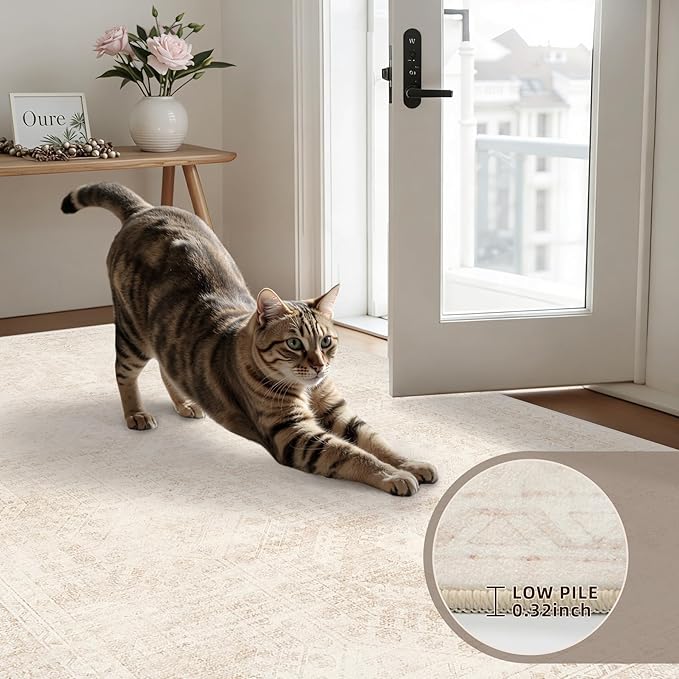 2'6''x8' Hallway Washable Runner Rug: Vintage Boho Neutral Kitchen Rug Soft - Image 5