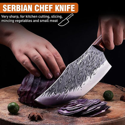 Naitesen 4PCS Hand Forged Butcher Knife and Kitchen Knife 2 in 1 Set, Heavy - Image 4