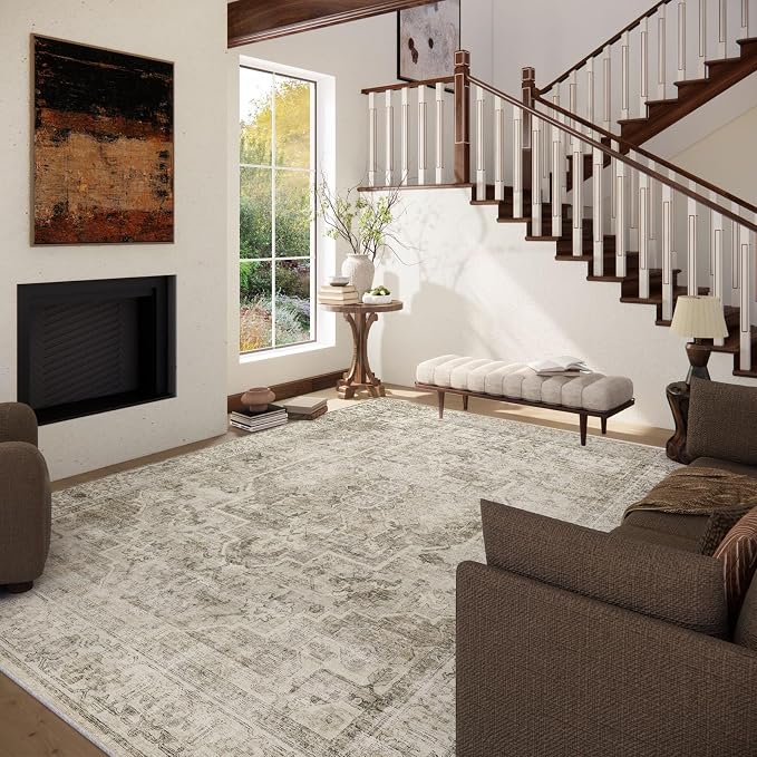 Washable Area Rugs for Living Room: 6x9 Bedroom Area Rugs Boho Vintage Rugs - Image 2