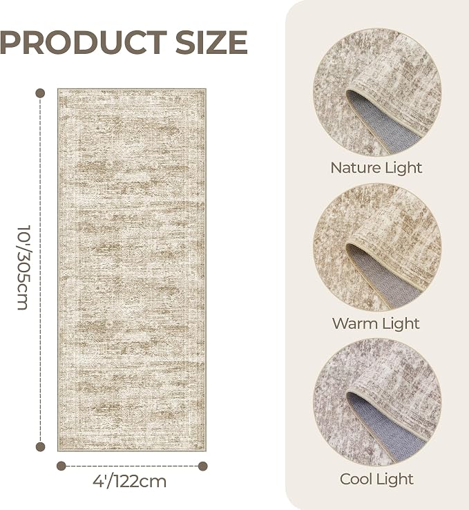 4x10 Runner Rug, Washable Hallway Runner Rug - Image 2