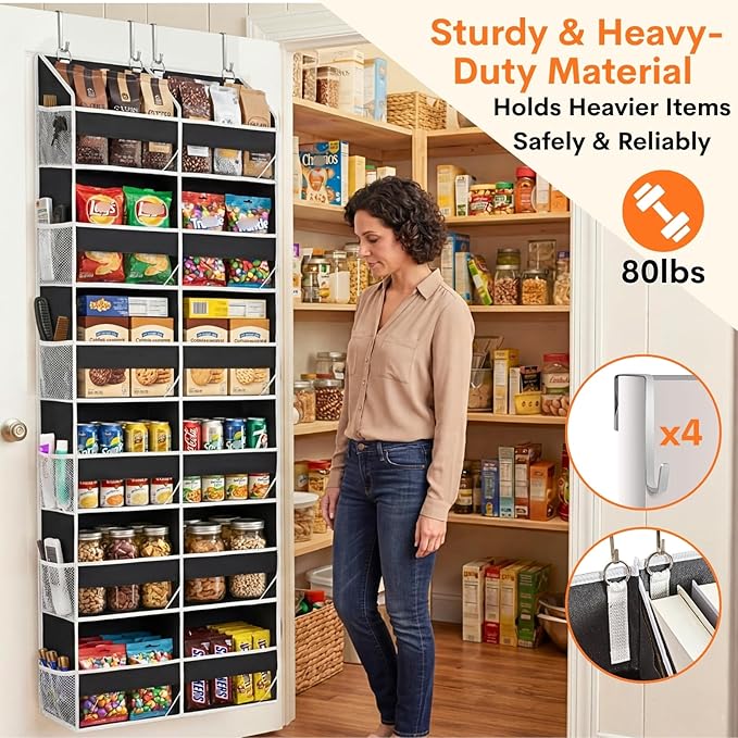 Over The Door Organizer 6 Tiers, Extra Large Behind Door Storage of 12 - Image 3