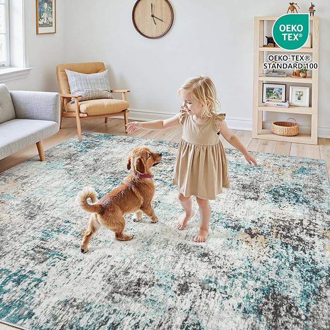 Area Rugs 5x7 Living Room: Large Soft Washable Rug Modern Abstract Anti-Skid - Image 4
