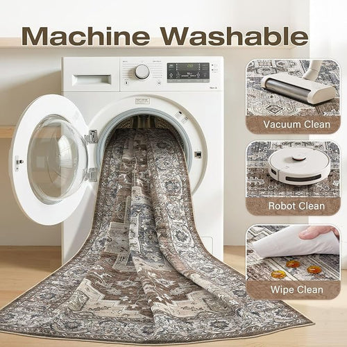 10x12 Area Rugs Living Room: Washable Vintage Rug Large Non-Slip Stain - Image 2