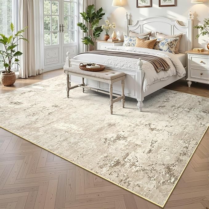 Toneed Abstract Area Rug Modern Washable Rug Soft Non Slip Rug Low Pile - Image 4