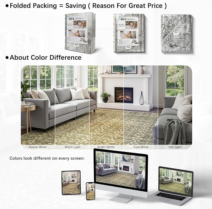 DCX 4x6 Neutral Rug, Kid & Pet Friendly - Image 3