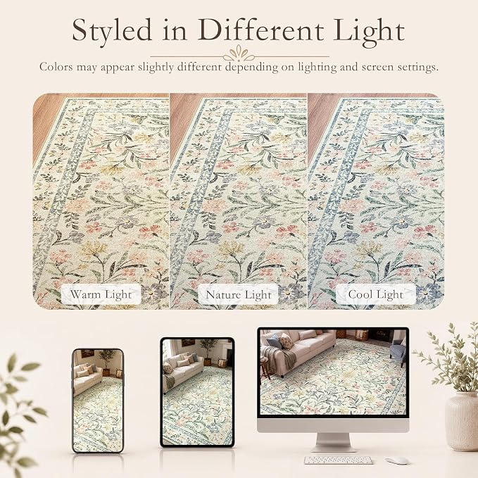 Wonnitar Boho Washable Rug 8x10, Large Area Rug - Image 8