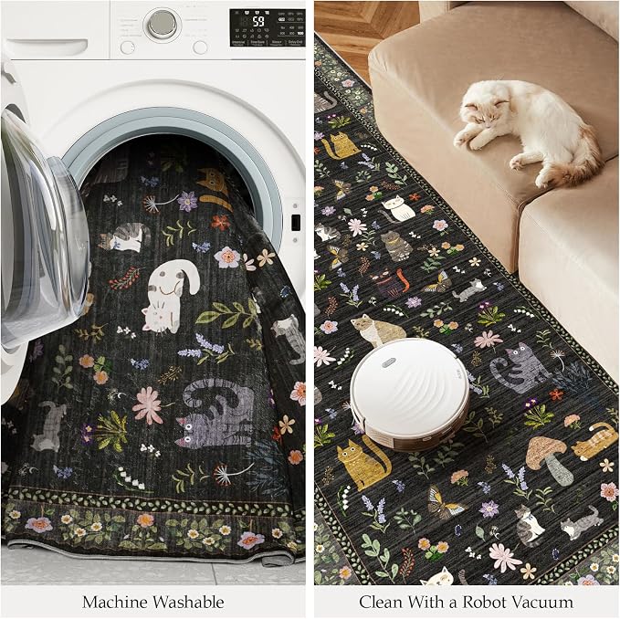 3x7 Washable Rug Runner, Non Slip Low Pile Hallway Cat Runner Rug, Stain - Image 7