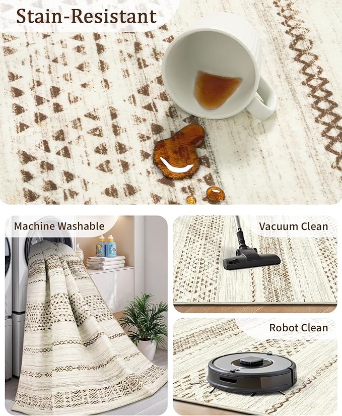 Miukiki 4x6 Area Rug for Living Room Moroccan Washable Rugs Non Slip Indoor - Image 4
