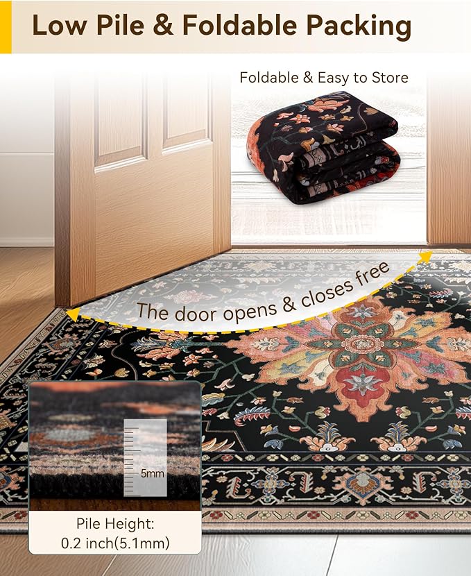 RELEANY Area Rugs Runner 2'x9' Washable Non-Slip, Floral Vintage Distress - Image 6