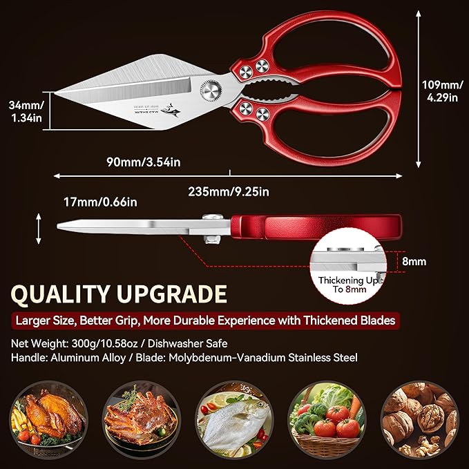 MAD SHARK Heavy Duty Kitchen Scissors, Dishwasher Safe All Purpose Kitchen - Image 5