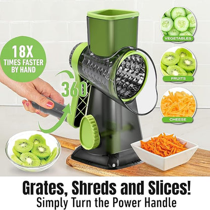 Quick Rotating Cheese Grater, Manual 3-in-1 Vegetable Chopper - Image 4