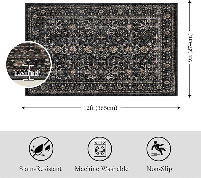 Ruaruarug Washable Area Rug 9x12 - Image 2