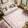 RELEANY Area Rugs Square 6ft Washable Non-Slip, Floral Vintage Distress by RELEANY
