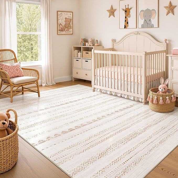 Nakagishi Area Rugs 9x12 Living Room: Washable Boho Large Neutral Modern Soft - Image 7