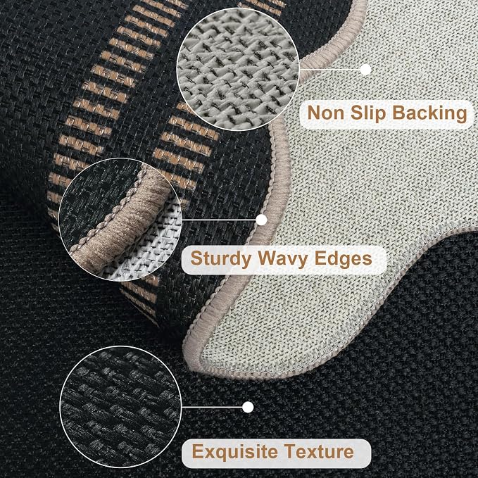 Scalloped 2.6x8 Kitchen Runner Rug, Washable Rugs - Image 4