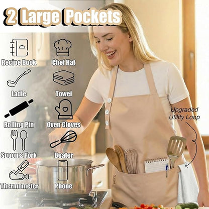 TOSHE Kitchen Apron Waterdrop Resistant Cotton Apron - Image 2