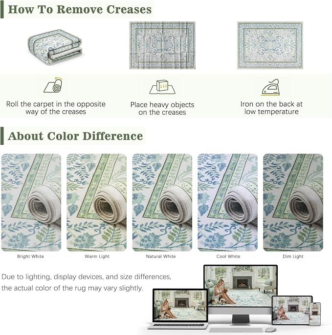 DCX Green 6x9 Rug, Kid & Pet Friendly - Image 4