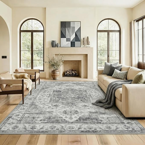 10x14 Area Rug for Living Room-Vintage Farmhouse Boho Floral Washable Stain by Unknown