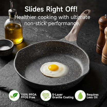 JEETEE 10 Inch Nonstick Frying Pan Stone Coating Cookware, Nonstick Omelette - Image 2