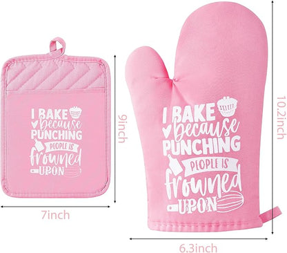 GROBRO7 6Pcs Cotton Oven Mitts Pot Holders Funny Women Resistant Hot Pads - Image 2