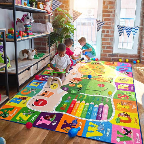 6x9 Playroom Rugs for Kids Washable, Educational and Fun Playmat by BBENRON