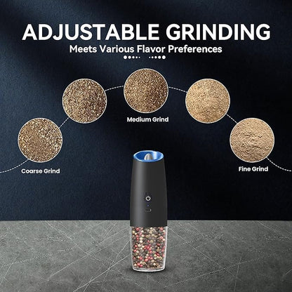 UNNEES Rechargeable Electric Salt and Pepper Grinder, gravity electric salt and - Image 3