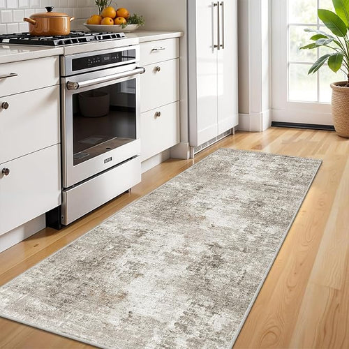 2x6 Washable Non-Slip Hallway Runner Rug – Modern Abstract Soft Carpet Runner - Image 2