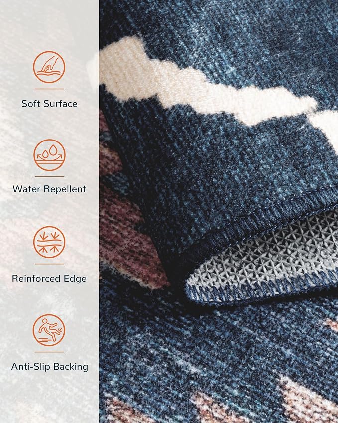 BESTSWEETIE Area Rug 2x10 Rug Machine Washable Non-Slip Low Pile Print Pattern - Image 4