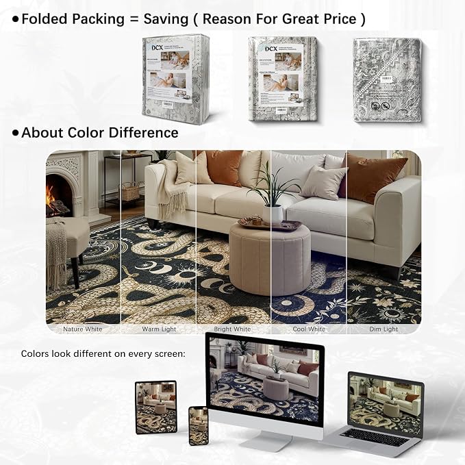 DCX Washable 4x6 Snake Rug, Soft Low Pile Carpet, Kid & Pet Friendly - Image 8
