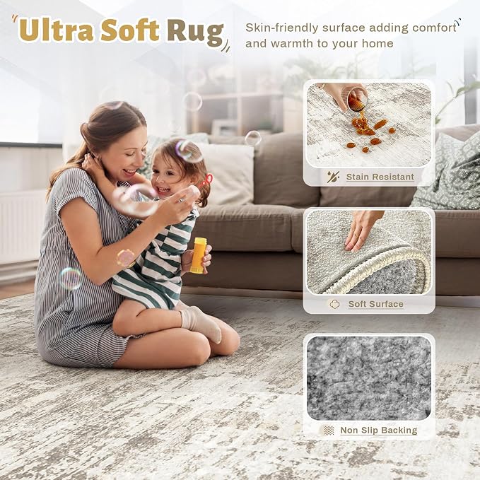 XLUEZ 6x9 Area Rugs for Living Room, Washable Modern Abstract Large Area Rug - Image 4