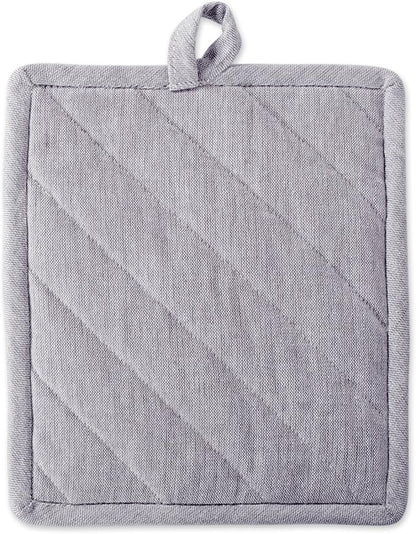 DII 100% Cotton Solid Chambray Kitchen Set, Potholders, 2 Piece - Image 3