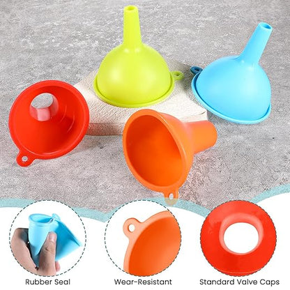 4 Pack Kitchen Silicone Funnel, 4 Colors Kitchen Funnel Set Wide Mouth Funnels - Image 3